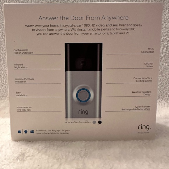 RING Video Doorbell 2 Wire-Free Video Doorbell HD Video Manufacturer Sealed NEW. - Picture 2 of 7